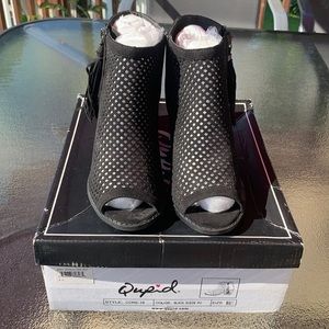 Qupid Black Suede Booties